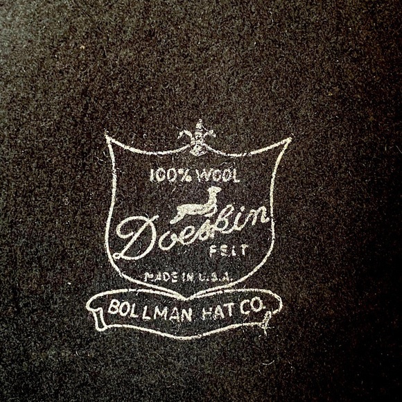 BOLLMAN HAT Co. 100% Wool & Doeskin Fedora Black w Animal Print Sash OS Gorpcore - Picture 3 of 8
